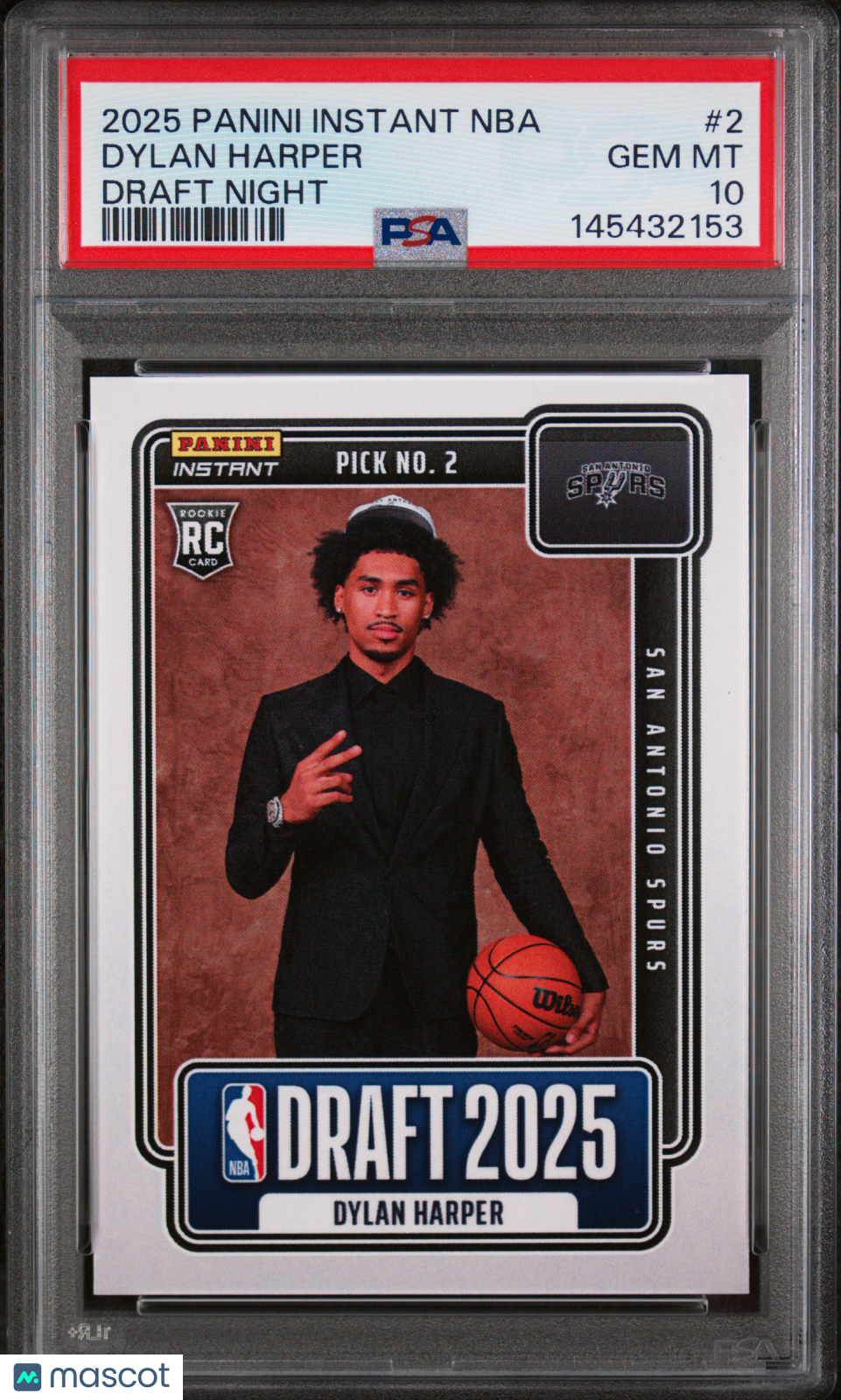 DYLAN HARPER 2025-26 Panini Instant NBA Draft Night Rookie #2 PSA 10 Spurs