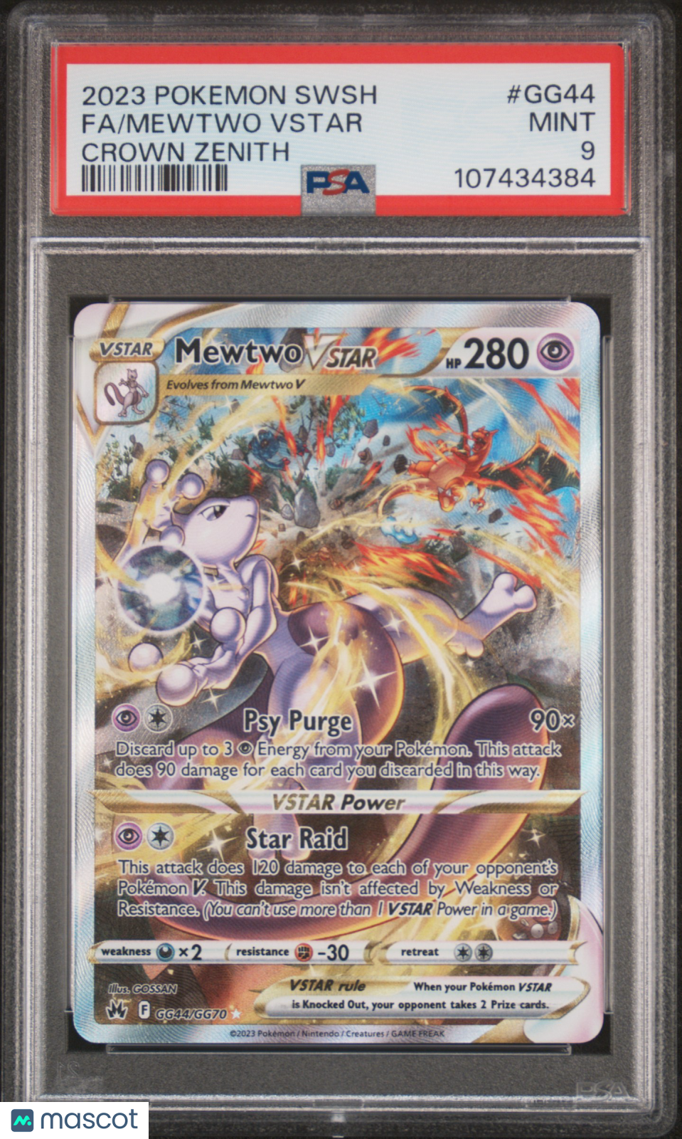 MEWTWO VSTAR 2023 Pokemon SWSH Crown Zenith #GG44 Full Art Ultra Rare PSA 9