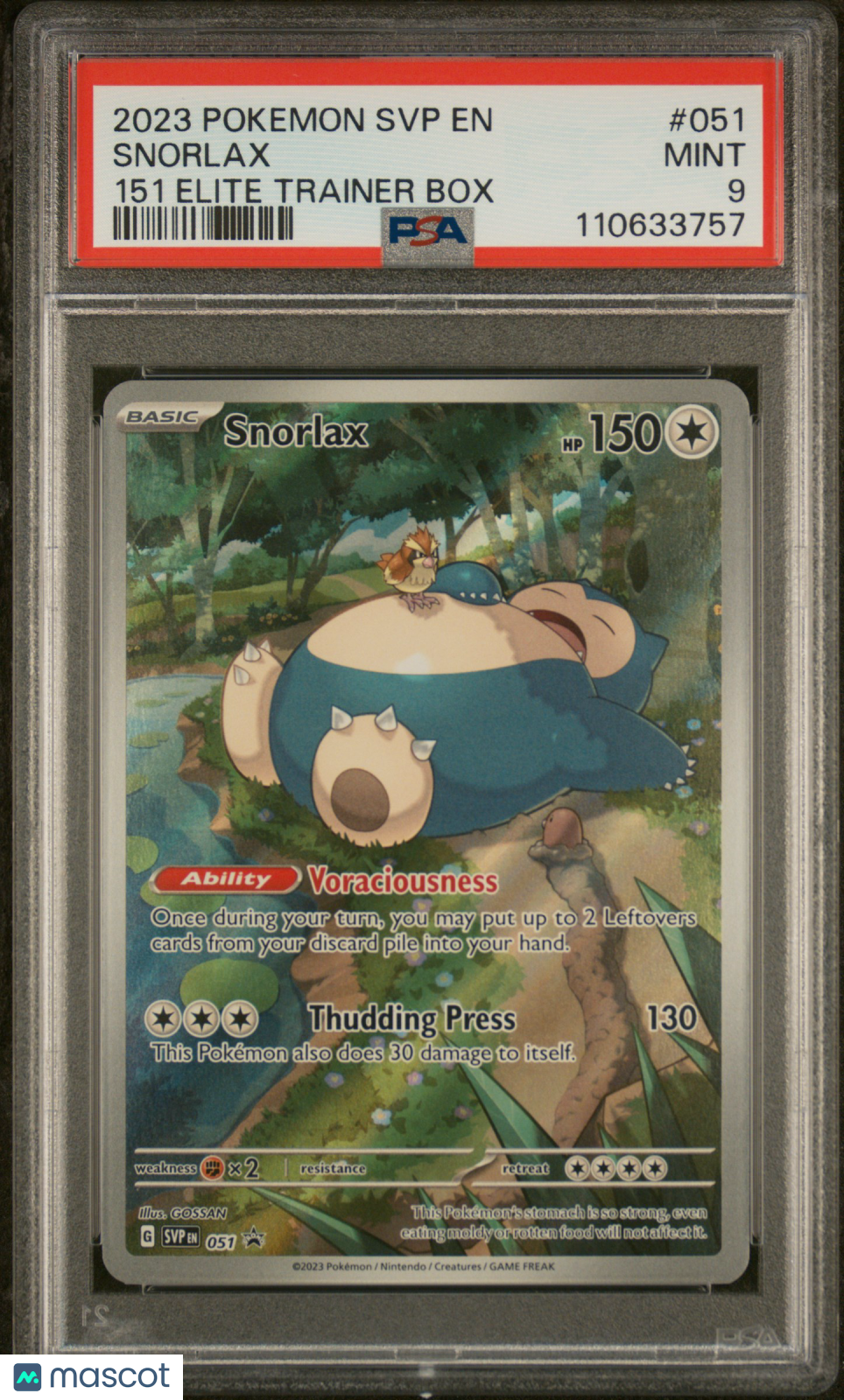 SNORLAX 2023 Pokemon Mew 151 Black Star Promo ETB #051 PSA 9