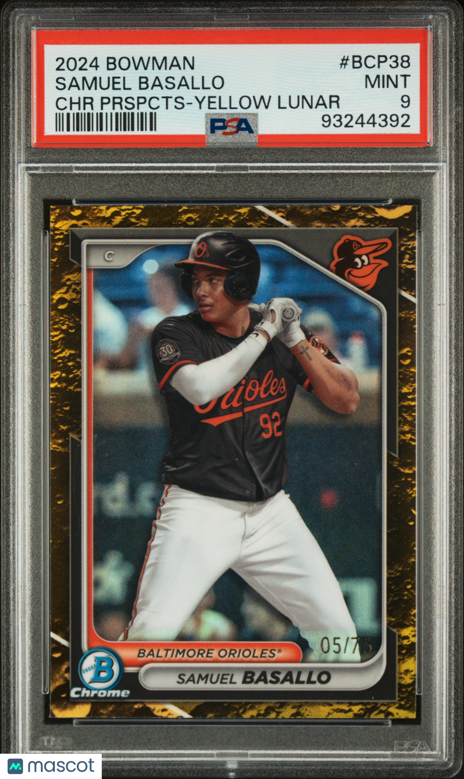 SAMUEL BASALLO 2024 Bowman Chrome Yellow Lunar Refractor /75 #BCP38 PSA 9