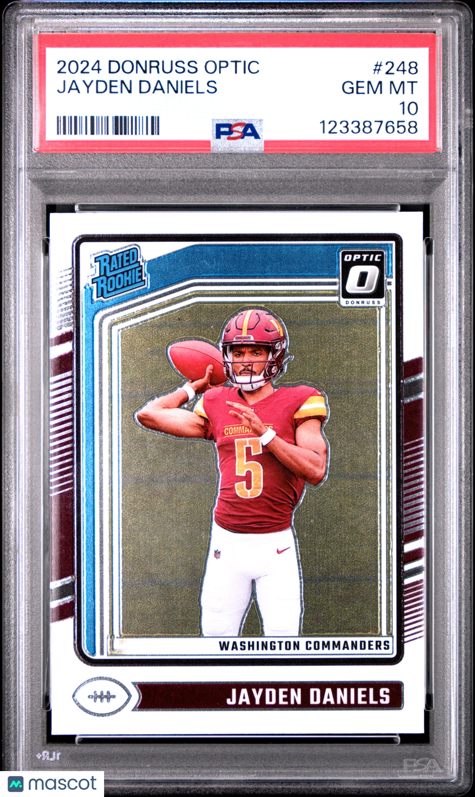 JAYDEN DANIELS 2024 Panini Donruss Optic Rated Rookie #248 PSA 10 Commanders