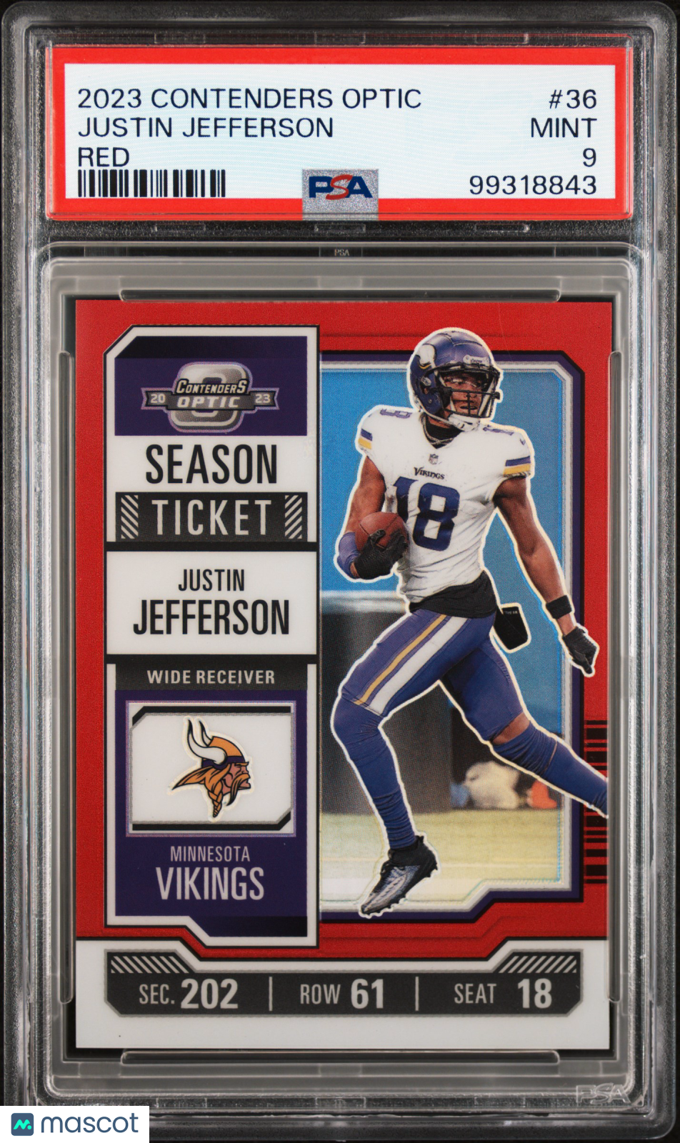 JUSTIN JEFFERSON 2023 Panini Contenders Optic Red /175 #36 PSA 9 Vikings