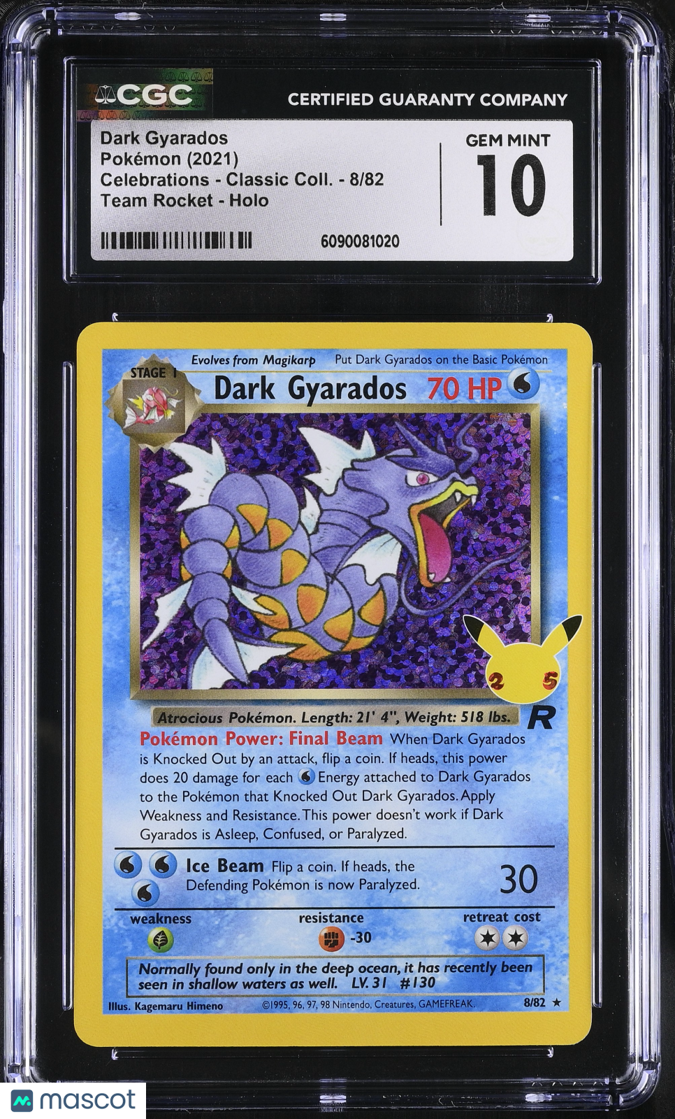 DARK GYARADOS 2021 Pokemon Celebrations Classic Collection Holo #8/82 CGC 10