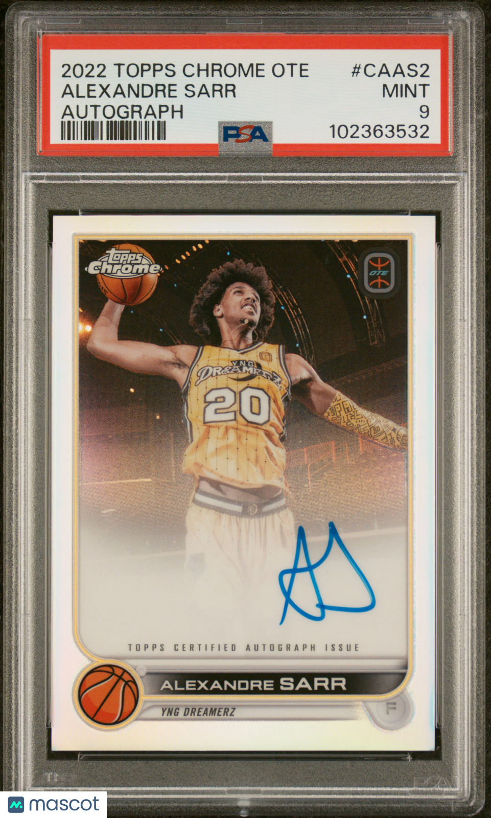ALEXANDRE SARR 2022-23 Topps Chrome Overtime Elite Auto #CAAS2 PSA 9