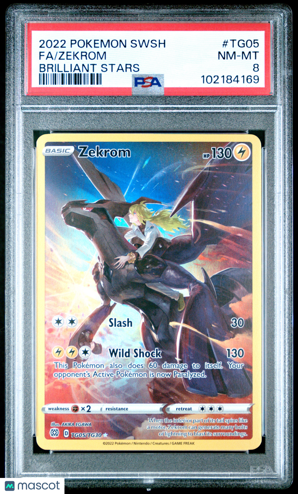 ZEKROM 2022 Pokemon Sword & Shield Brilliant Stars #TG05 Brilliant Stars PSA 8