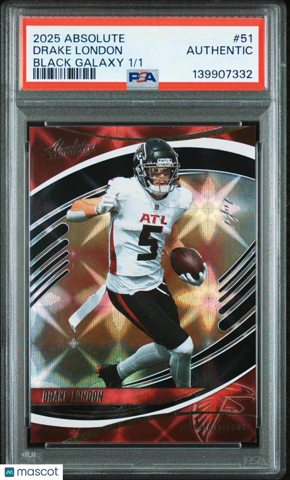 DRAKE LONDON 2025 Panini Absolute Black Galaxy 1/1 #51 PSA Auth Falcons