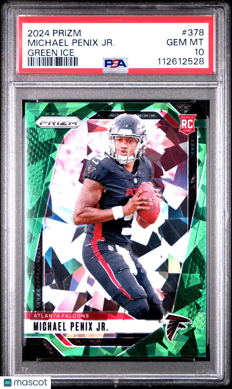 MICHAEL PENIX JR. 2024 Panini Prizm Green Ice Rookie PSA 10 #378 Atlanta Falcons