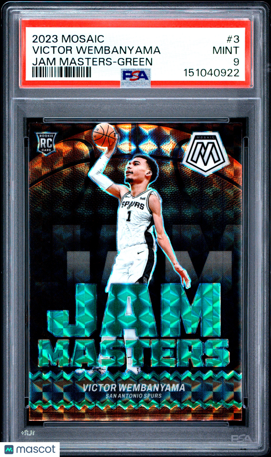 VICTOR WEMBANYAMA 2023-24 Panini Mosaic Jam Masters Green Rookie #3 PSA 9 Spurs