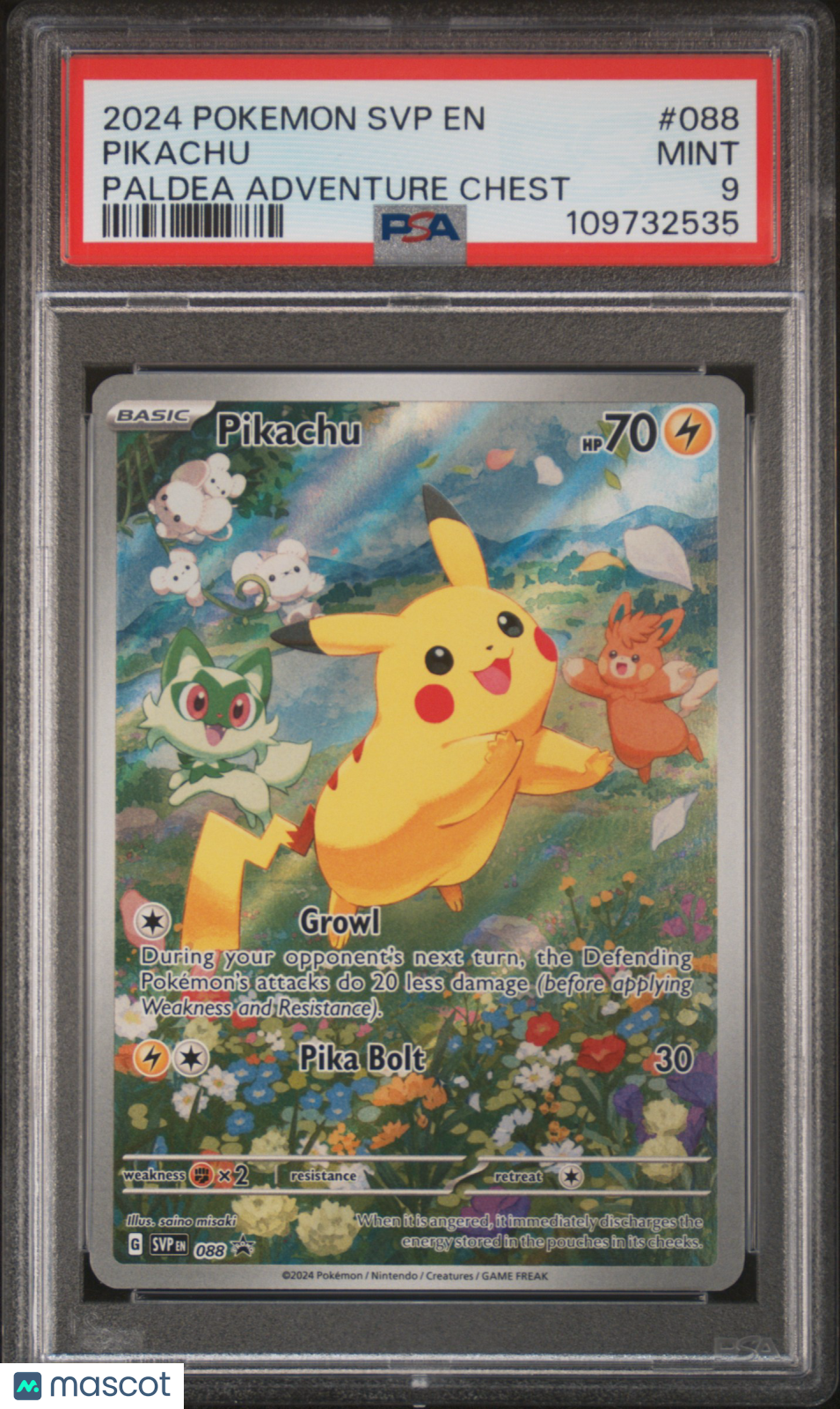 PIKACHU 2024 Pokemon Scarlet & Violet #088 Black Star Promo PSA 9