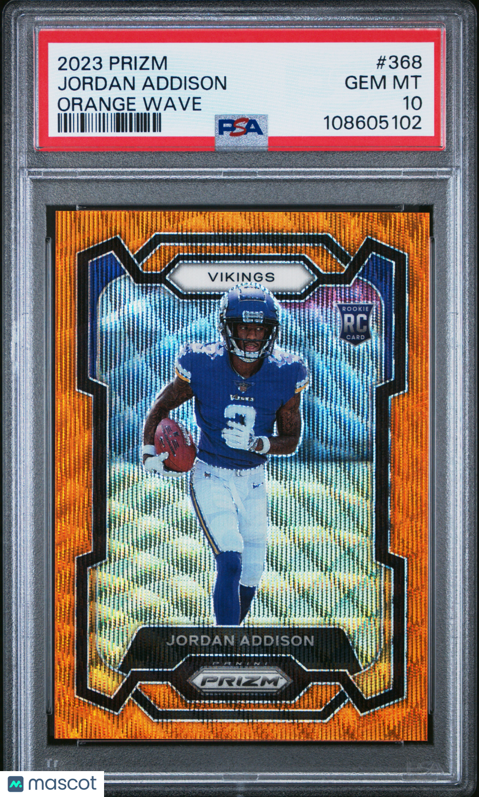 JORDAN ADDISON 2023 Panini Prizm Rookie Orange Wave /60 #368 PSA 10 Vikings