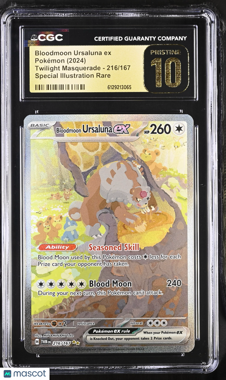 BLOODMOON URSALUNA EX 2024 Pokemon Twilight Masquerade SIR #216 CGC 10 PRISTINE