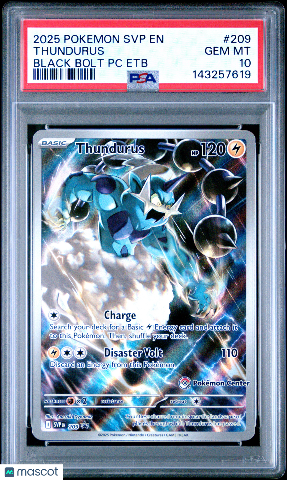 THUNDURUS 2025 Pokemon Black Bolt Star Promo Pokemon Center ETB #209 PSA 10