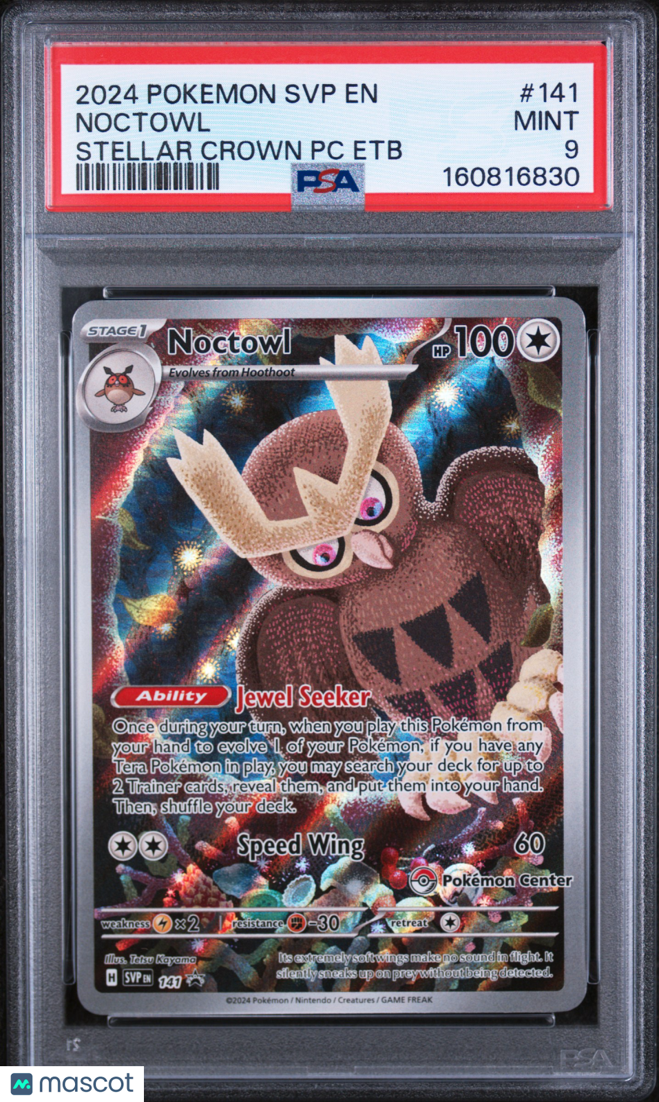 NOCTOWL 2024 Pokemon Scarlet Violet Black Star Promo Stellar Crown #141 PSA 9