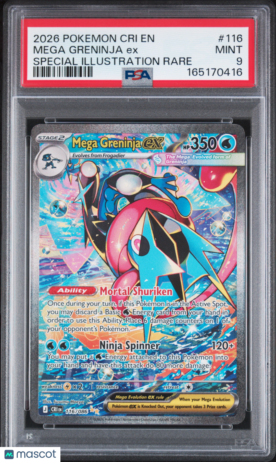 MEGA GRENINJA EX 2026 Pokemon Chaos Rising Special Illustration Rare #116 PSA 9