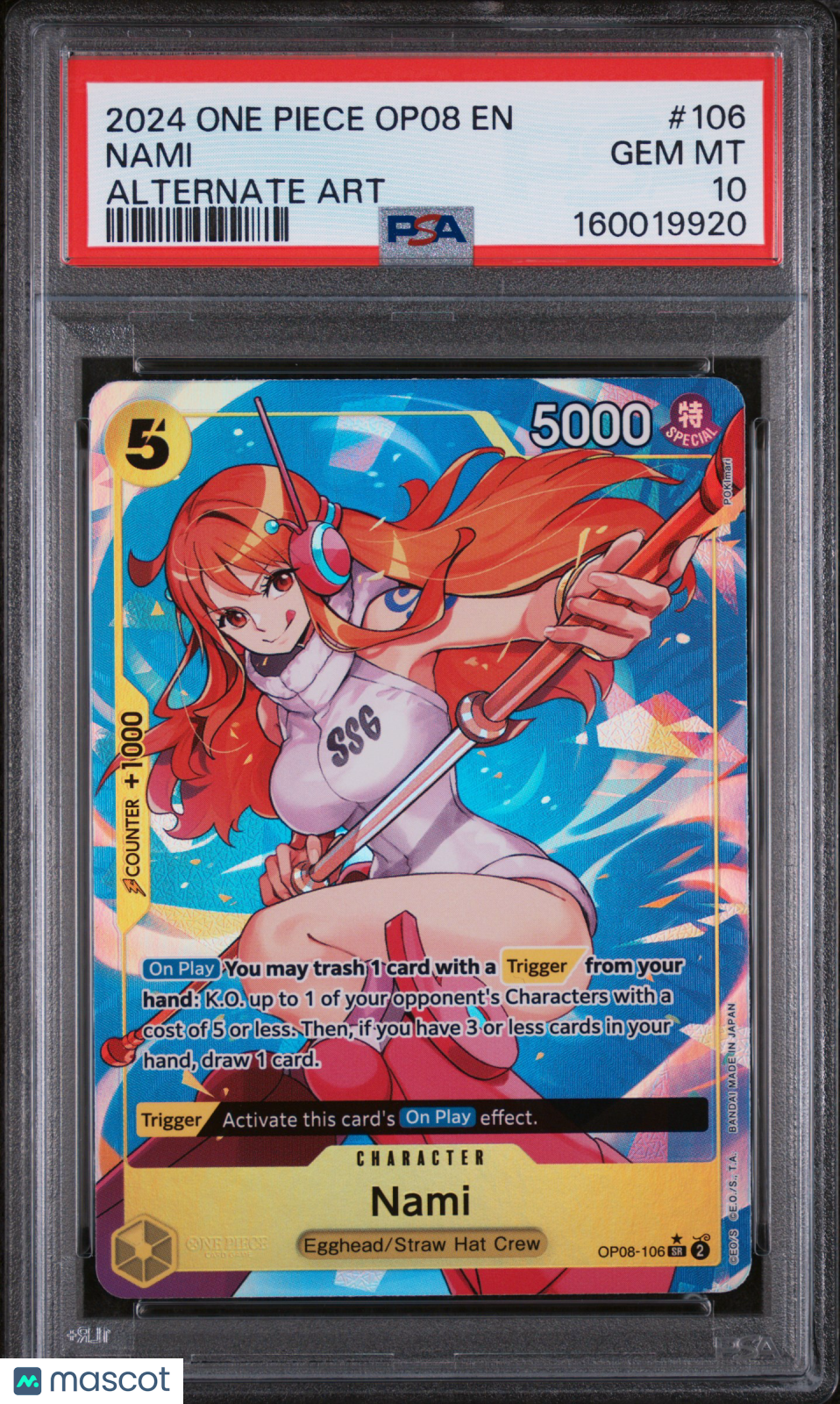 NAMI 2024 One Piece Two Legends Alternate Art #OP08-106 PSA 10