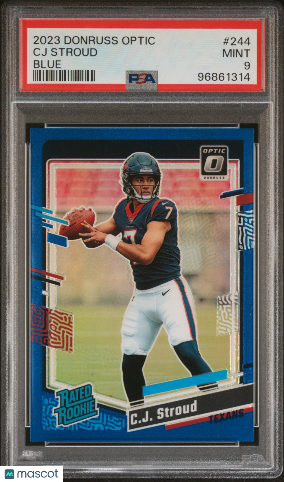CJ STROUD 2023 Panini Donruss Optic Rated Rookie Blue Prizm /199 #244 PSA 9