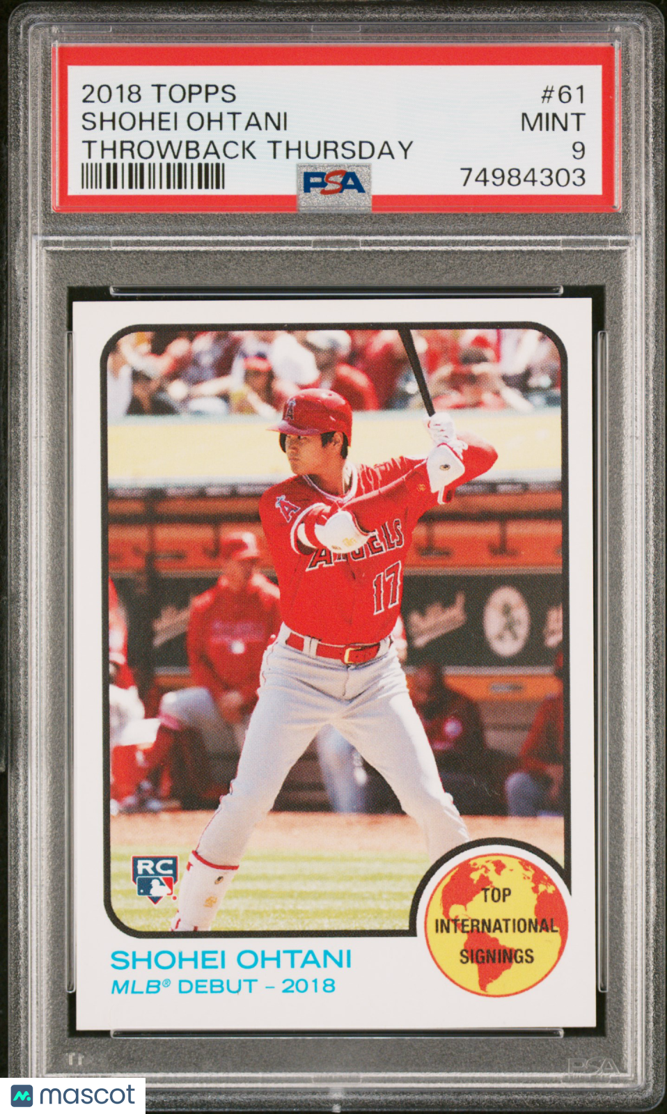 SHOHEI OHTANI 2018 Topps Throwback Thursday Rookie #61 PSA 9 Angels