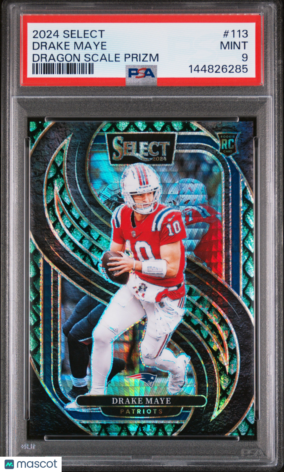 DRAKE MAYE 2024 Panini Select Rookie Dragon Scale Prizm /81 PSA 9 #113 Patriots