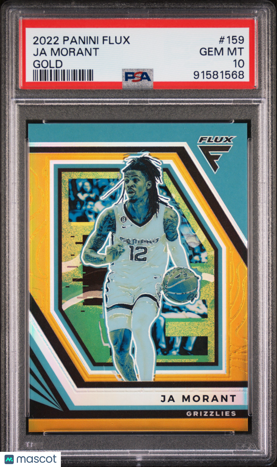 JA MORANT 2022-23 Panini Flux Gold Prizm /10 #159 PSA 10 Memphis Grizzlies