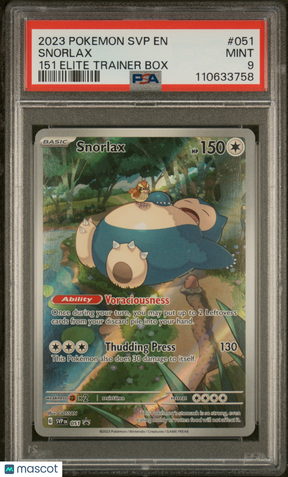 SNORLAX 2023 Pokemon Mew 151 Black Star Promo ETB #051 PSA 9