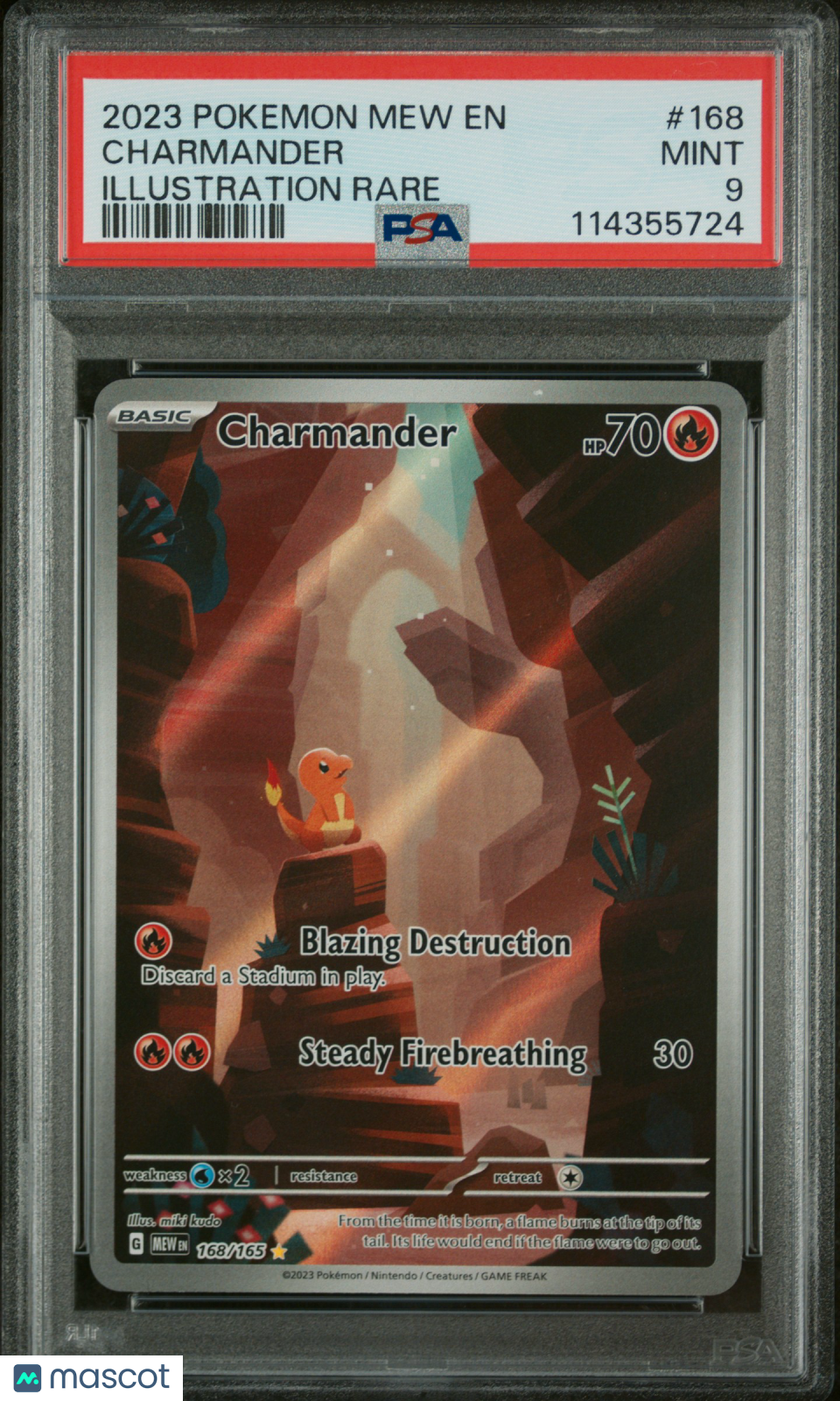 CHARMANDER 2023 Pokemon Mew 151 #168 Illustration Rare PSA 9 MINT