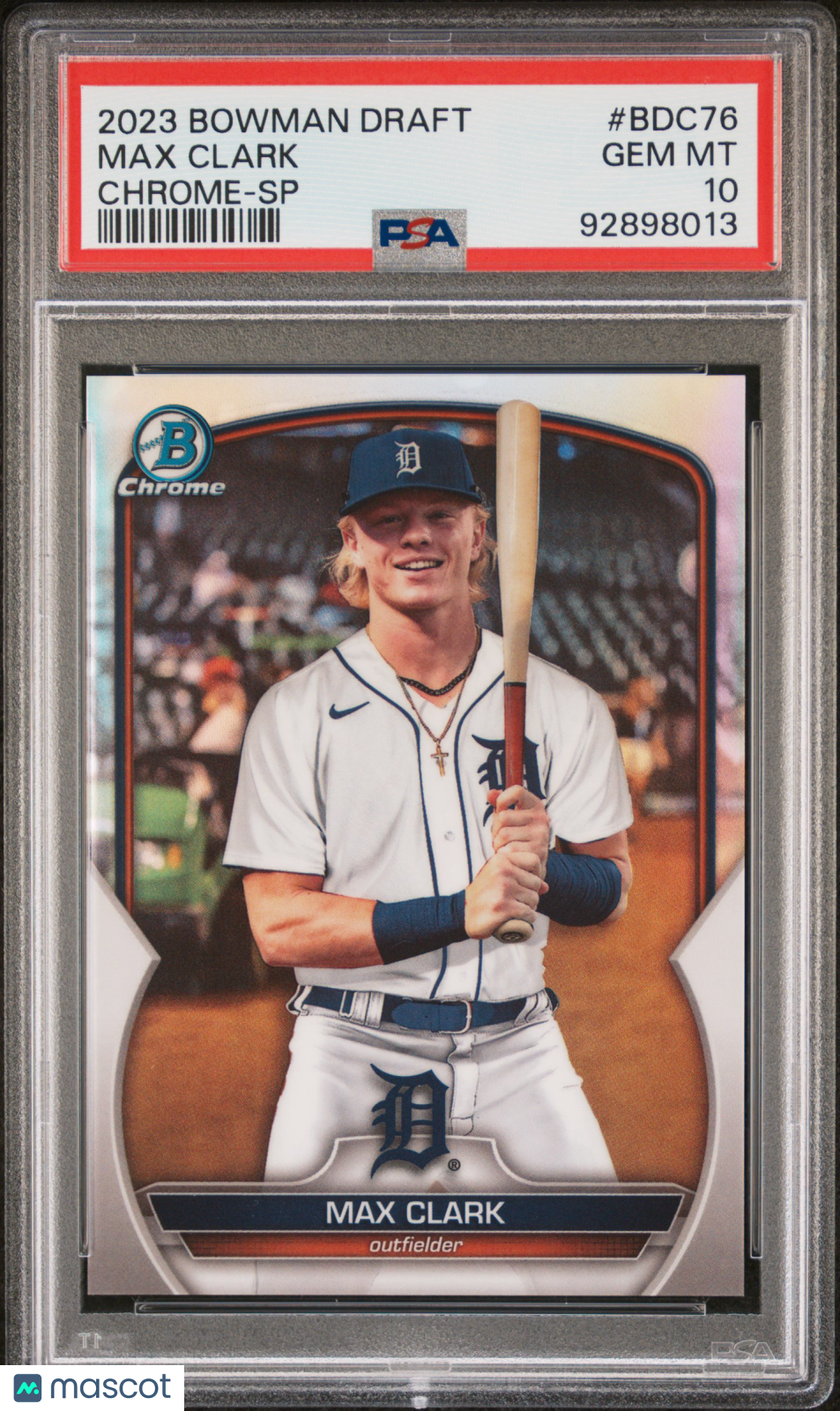 MAX CLARK 2023 Bowman Draft Chrome Variation Short Print PSA 10 #BDC76 Tigers