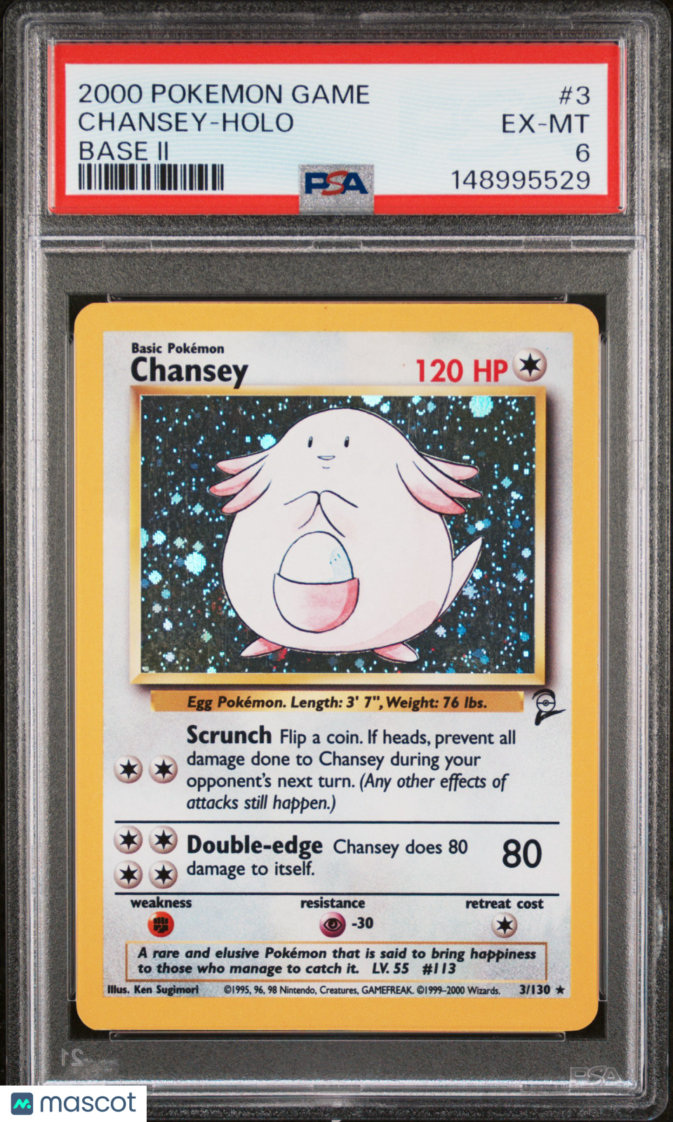 CHANSEY 2000 Pokemon Base Set II Holo Rare #3 PSA 6