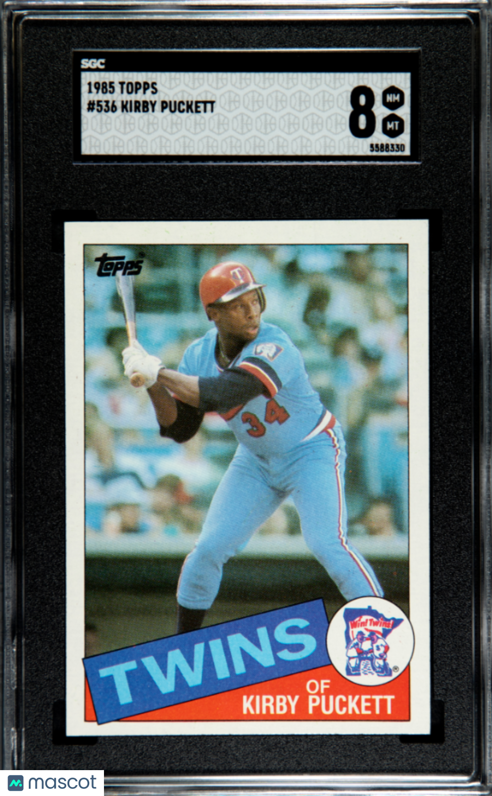 KIRBY PUCKETT 1985 Topps Set Break Rookie #536 SGC 8 NM MT Twins