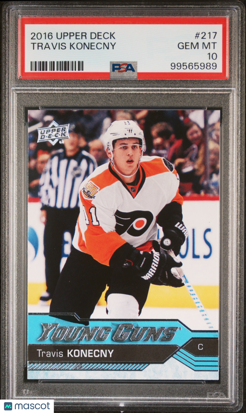 TRAVIS KONECNY 2016-17 Upper Deck Series One Young Guns #217 PSA 10 Flyers