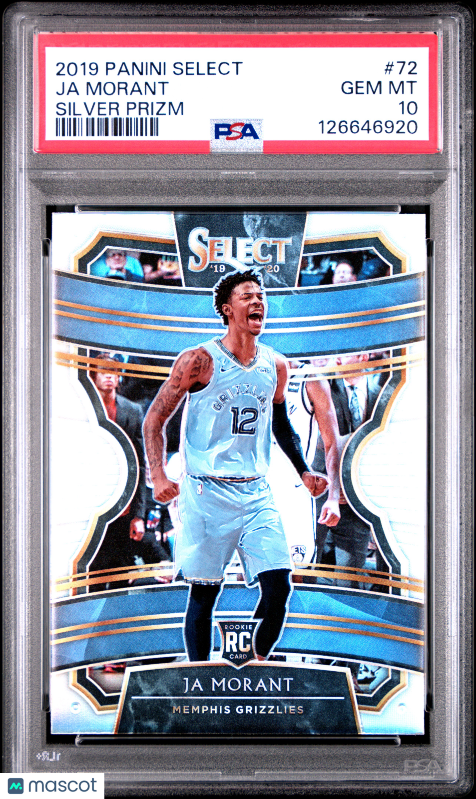 JA MORANT 2019-20 Panini Select Concourse Rookie Silver Prizm #72 PSA 10