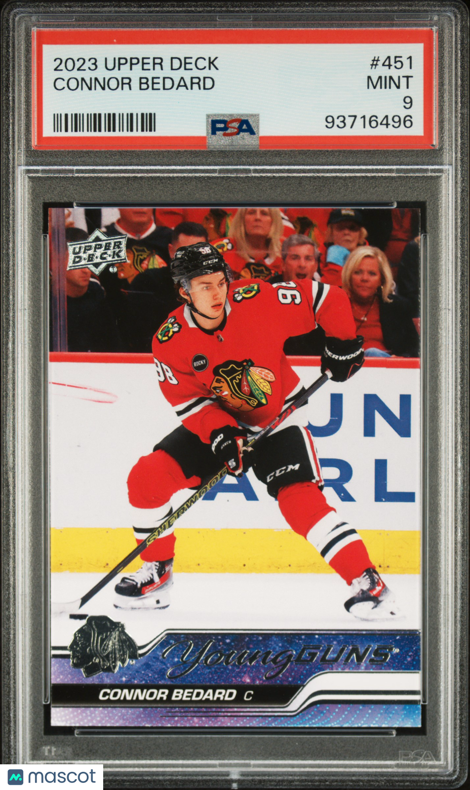 CONNOR BEDARD 2023-24 Upper Deck Series 2 Young Guns #451 PSA 9 Blackhawks