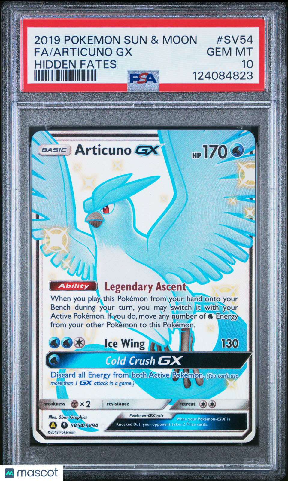 ARTICUNO GX 2019 Pokemon Sun & Moon Hidden Fates #SV54 Full Art PSA 10