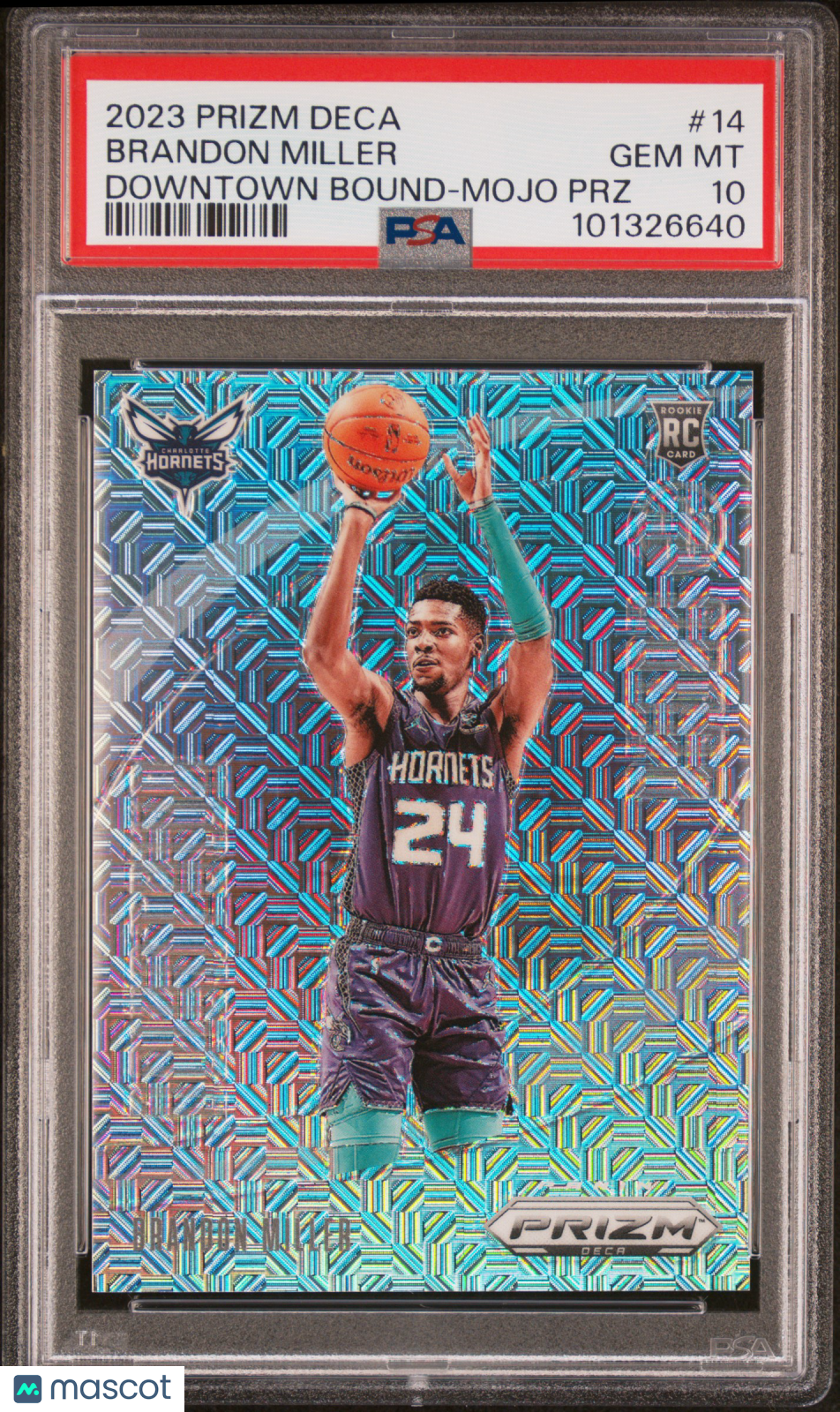 BRANDON MILLER 2023-24 Prizm Deca Downtown Bound Rookie Mojo /25 #14 PSA 10
