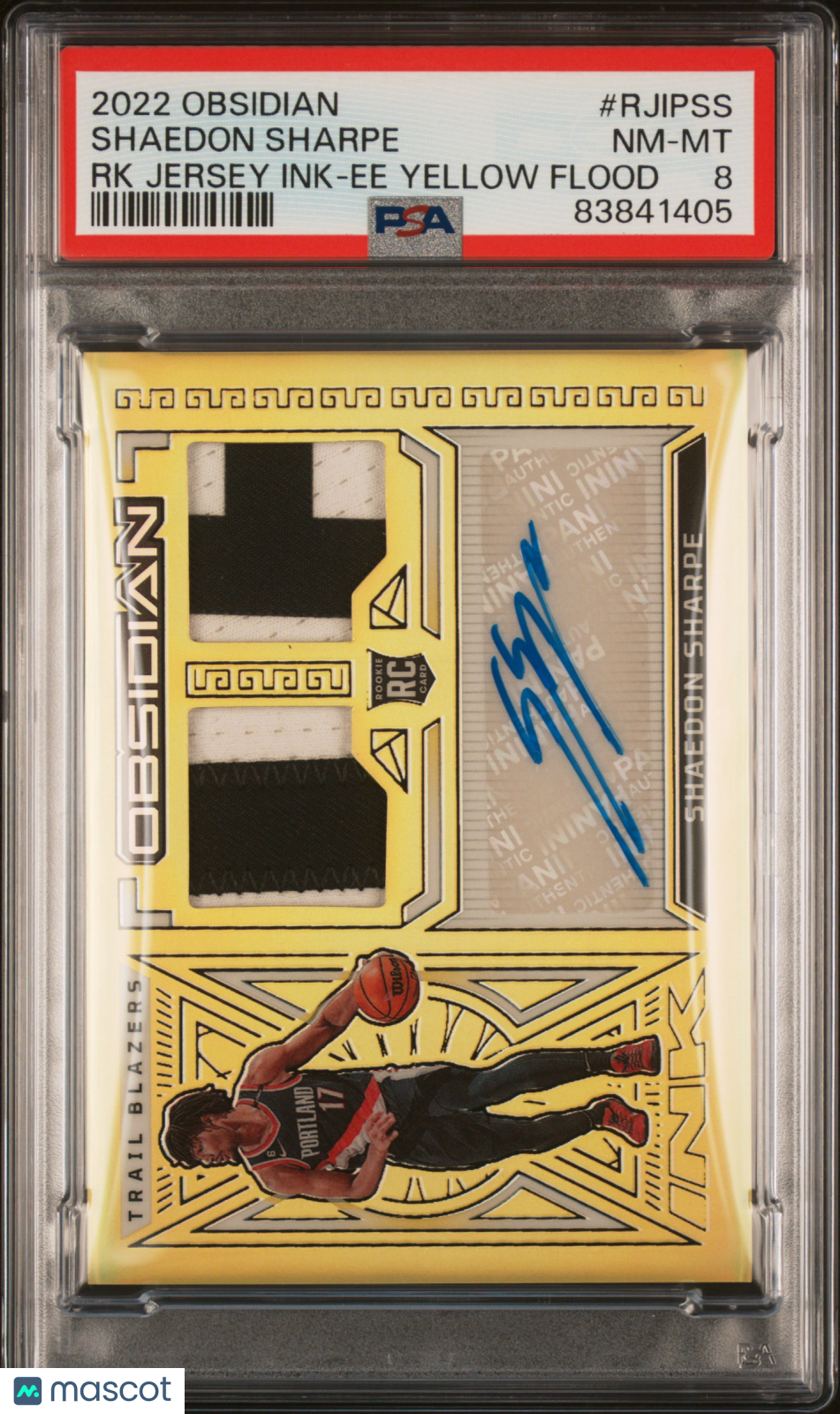 SHAEDON SHARPE 2022-23 Panini Obsidian Rookie Dual Patch Auto Yellow Flood /10