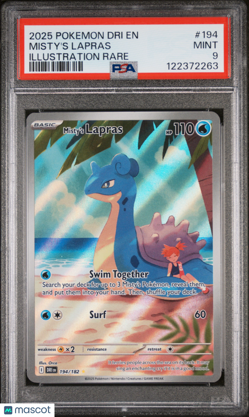 MISTY'S LAPRAS 2025 Pokemon SV Destined Rivals #194 Illustration Rare PSA 9