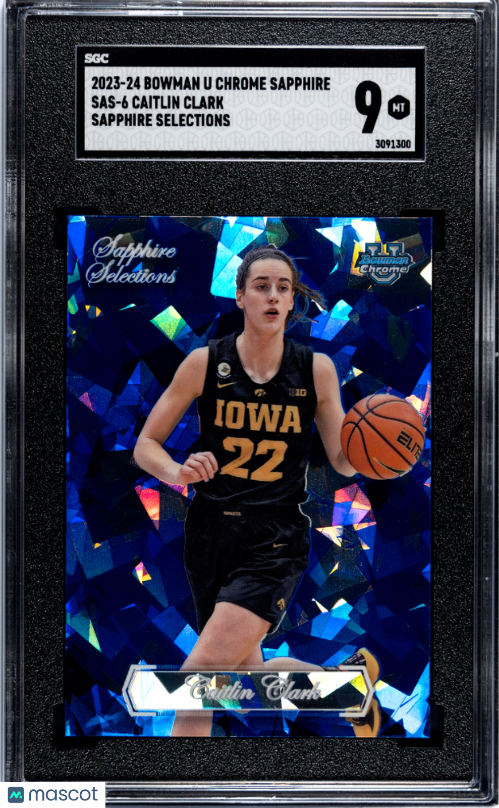 CAITLIN CLARK 2023-24 Bowman U Chrome Sapphire Selections SSP #SAS-6 SGC 9