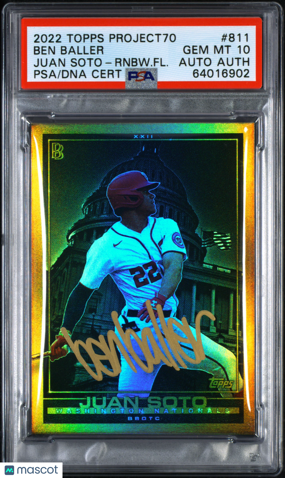 JUAN SOTO 2022 Topps Project 70 Rainbow Foil /70 Ben Baller Auto PSA 10 #81