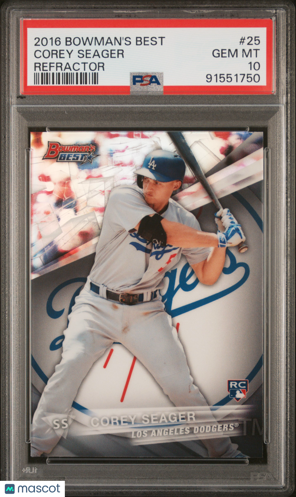 COREY SEAGER 2016 Bowman's Best Refractor Rookie #25 PSA 10 Dodgers