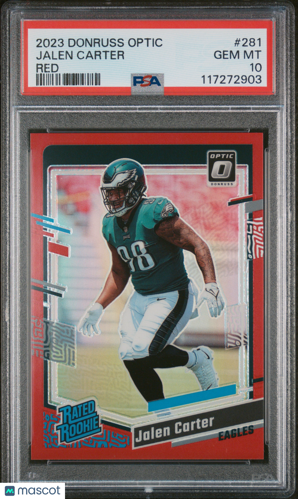 JALEN CARTER 2023 Panini Donruss Optic Rated Rookie Red Prizm /99 #281 PSA 10