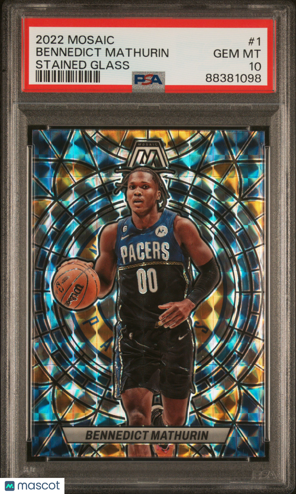 BENNEDICT MATHURIN 2022-23 Panini Mosaic Rookie Stained Glass Case Hit #1 PSA 10