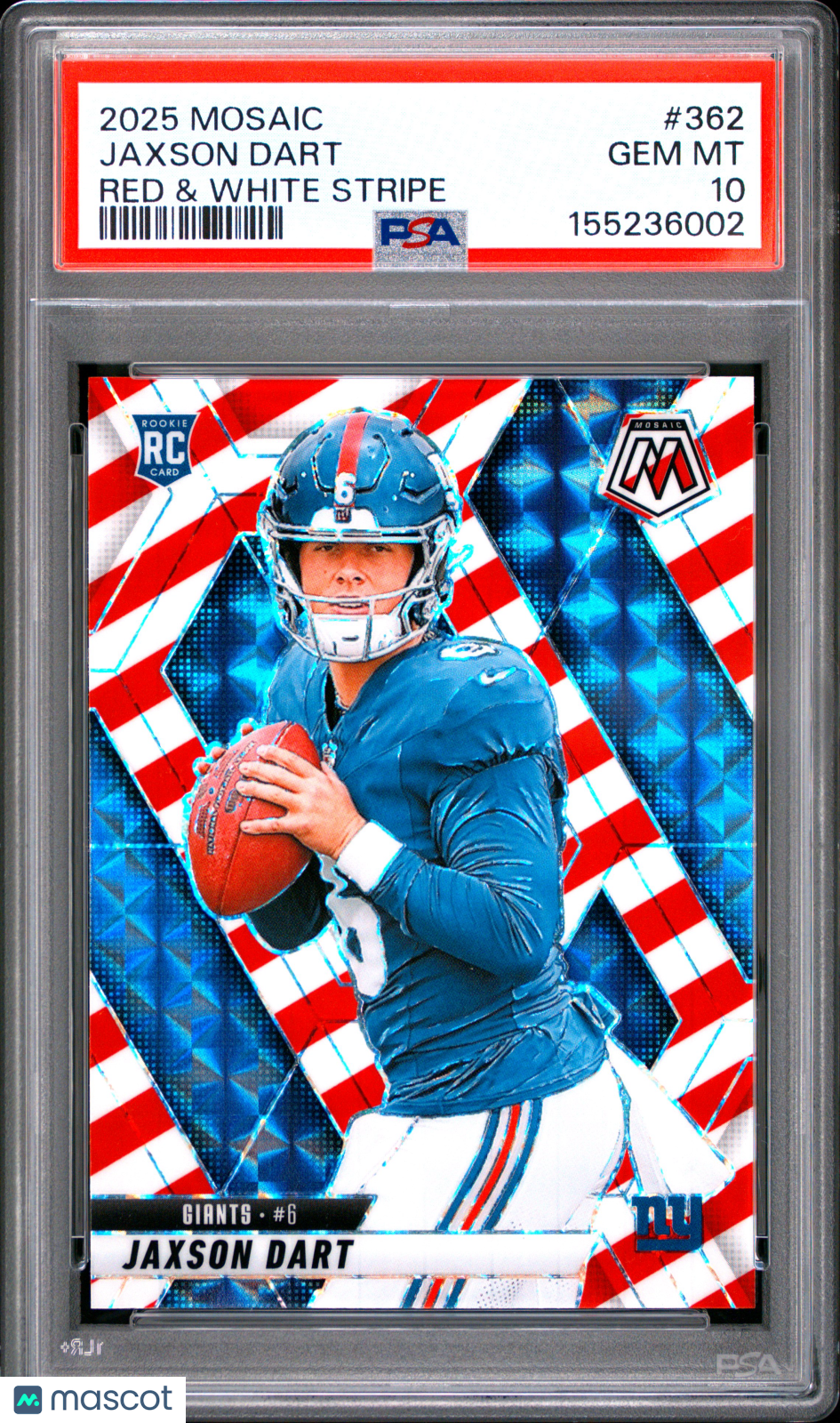JAXSON DART 2025 Panini Mosaic Rookie Red & White Stripe Prizm #362 PSA 10