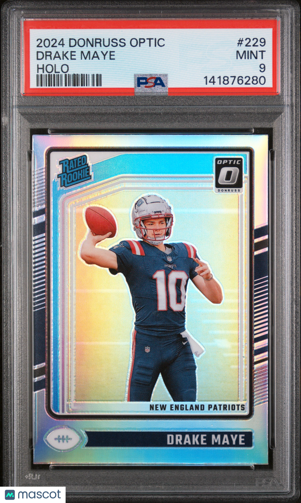 DRAKE MAYE 2024 Panini Donruss Optic Rated Rookie Holo Prizm #229 PSA 9 Patriots