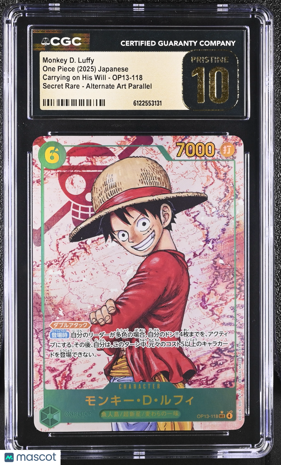 MONKEY.D.LUFFY One Piece JPN Carrying On His Will Alt Art #118 CGC 10 PRISTINE