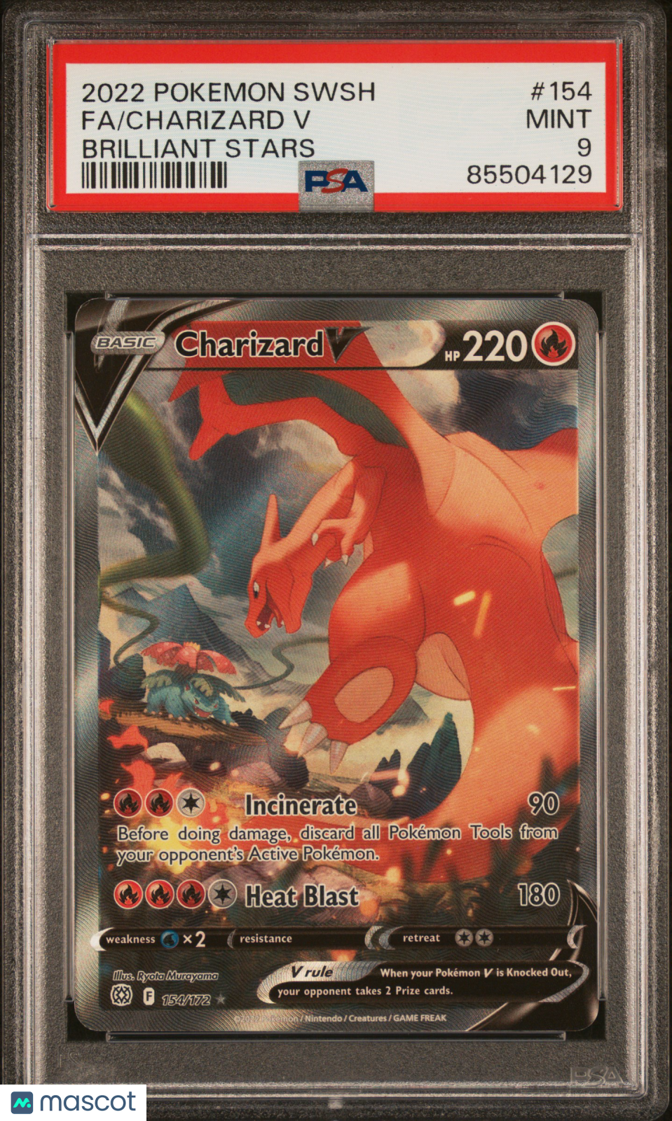CHARIZARD V 2022 Pokemon Sword & Shield Brilliant Stars #154 Full Art PSA 9