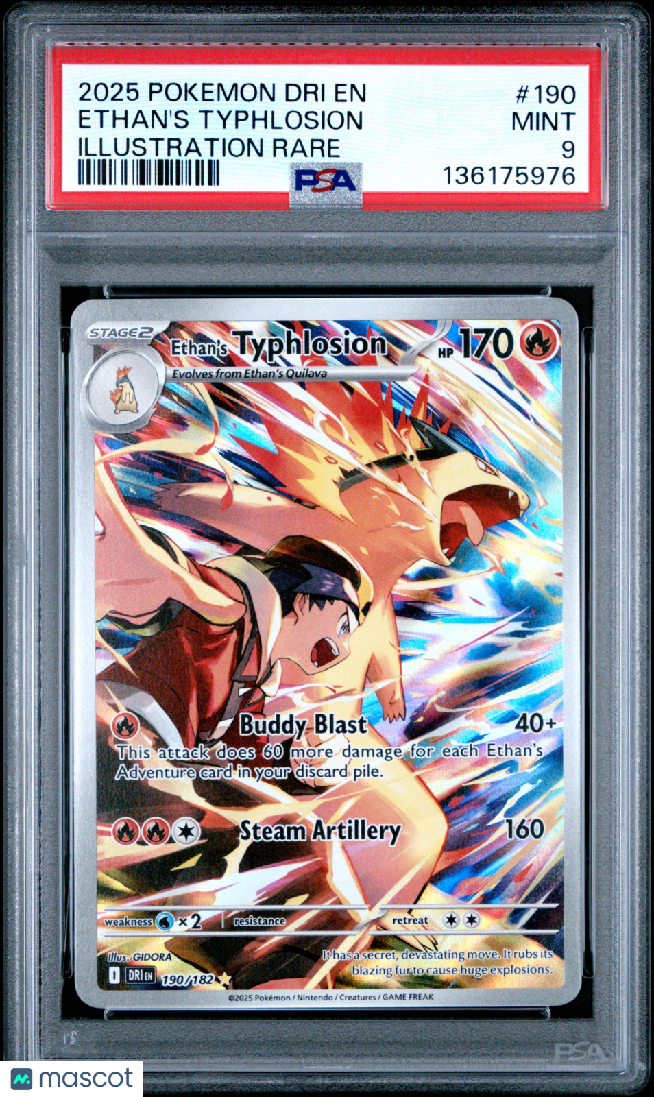 ETHAN'S TYPHLOSION 2025 Pokemon Destined Rivals #190 Illustration Rare PSA 9