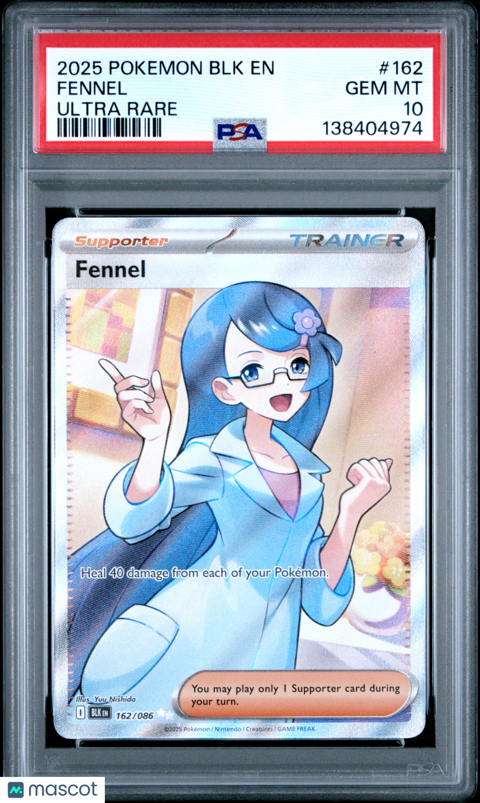 FENNEL 2025 Pokemon Scarlet Violet Black Bolt Ultra Rare #162 PSA 10