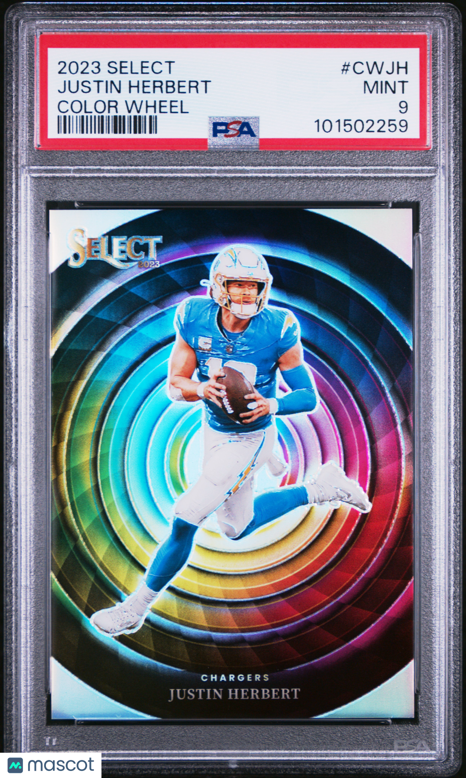 JUSTIN HERBERT 2023 Panini Select Color Wheel Prizm Case Hit SSP #CW-JH PSA 9