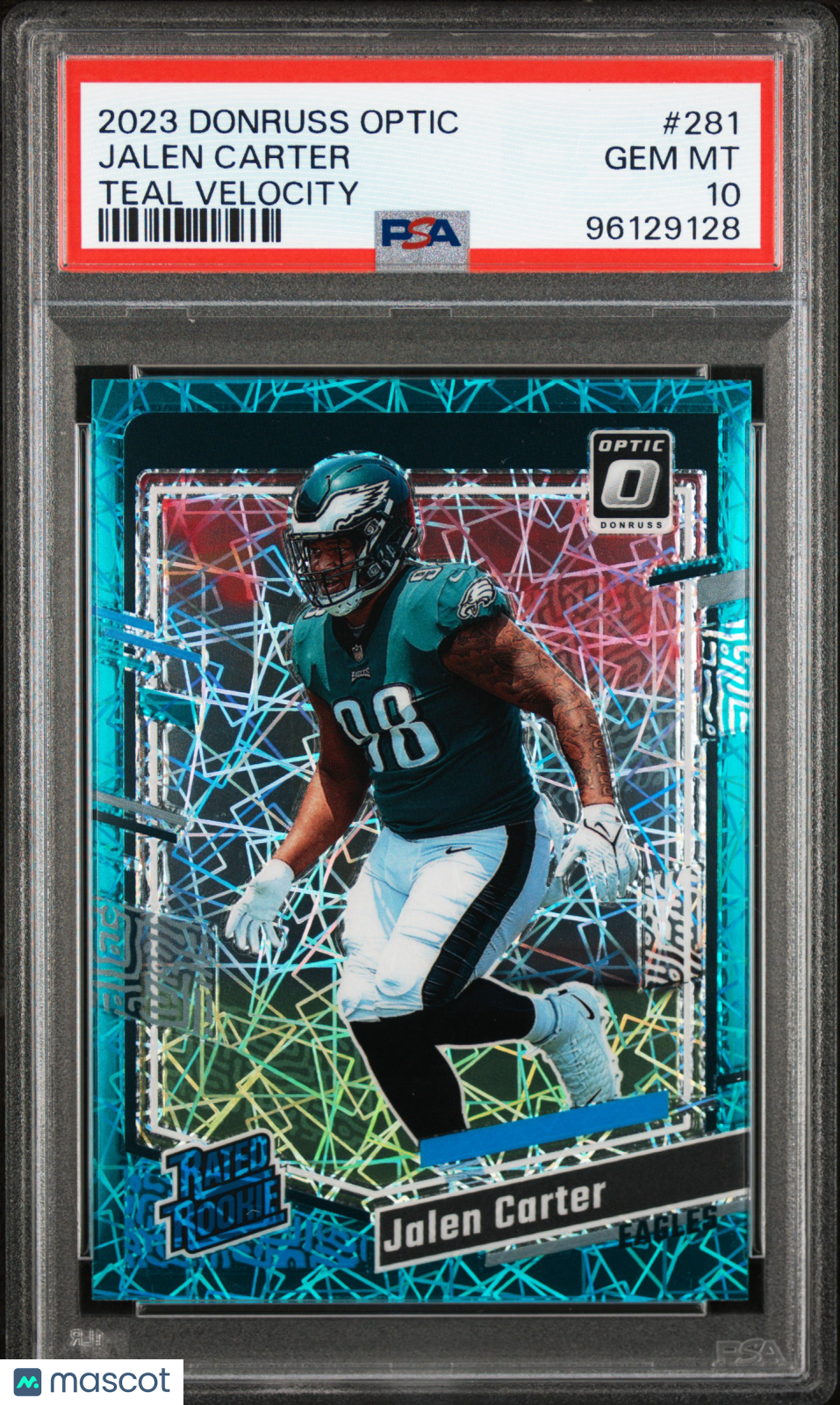 JALEN CARTER 2023 Donruss Optic Rated Rookie Teal Velocity Prizm #281 PSA 10