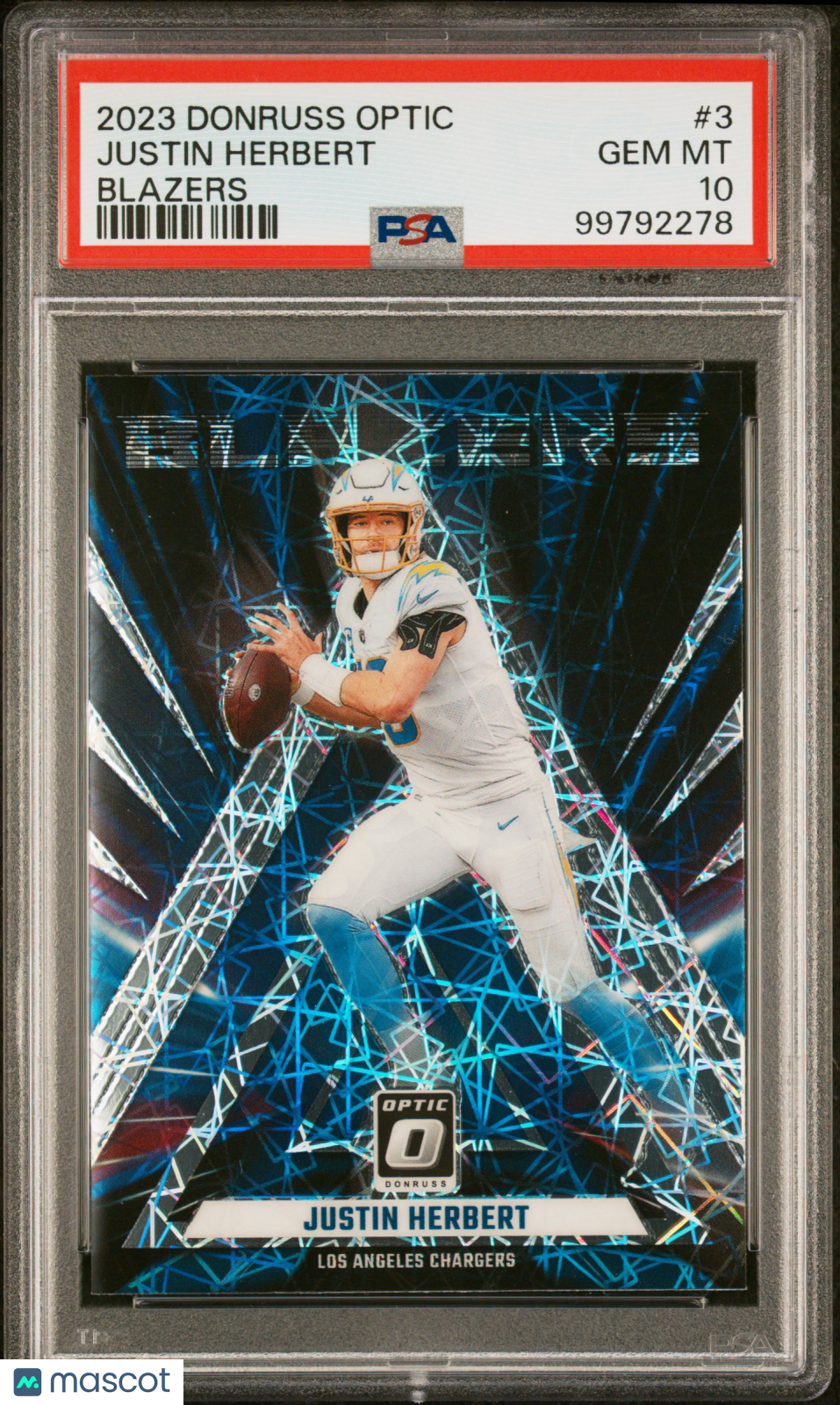 JUSTIN HERBERT 2023 Panini Donruss Optic Blazers Case Hit SSP #3 PSA 10