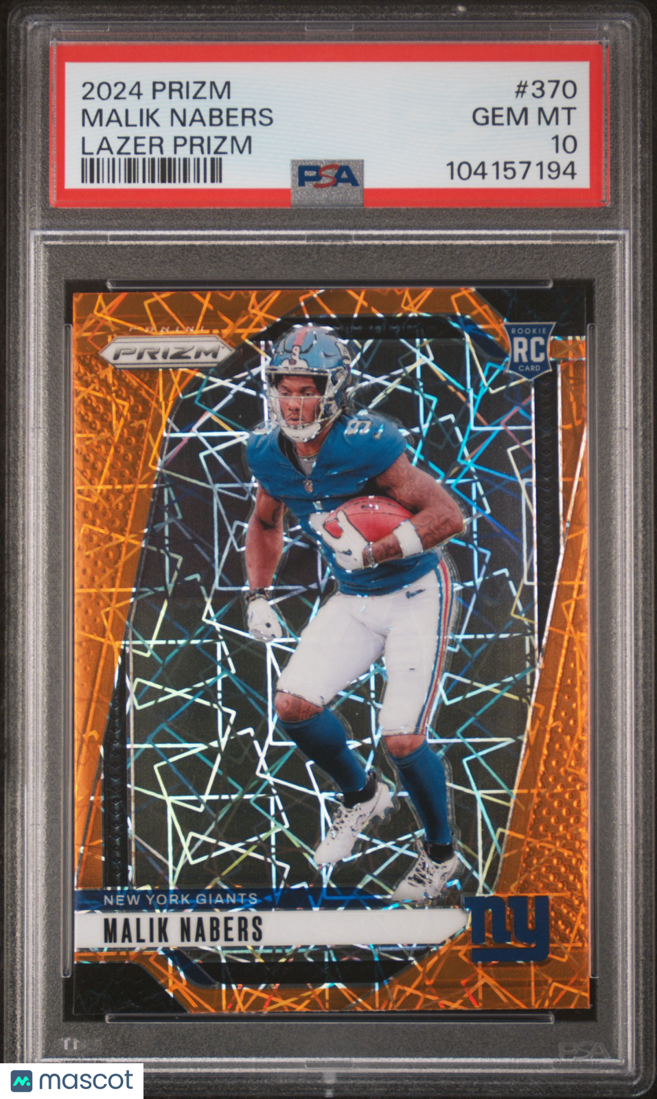 MALIK NABERS 2024 Panini Prizm Rookie Lazer #370 PSA 10 Giants